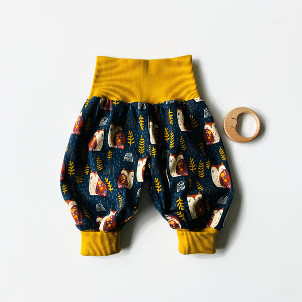 Donkerblauw baby broekje met uilen
