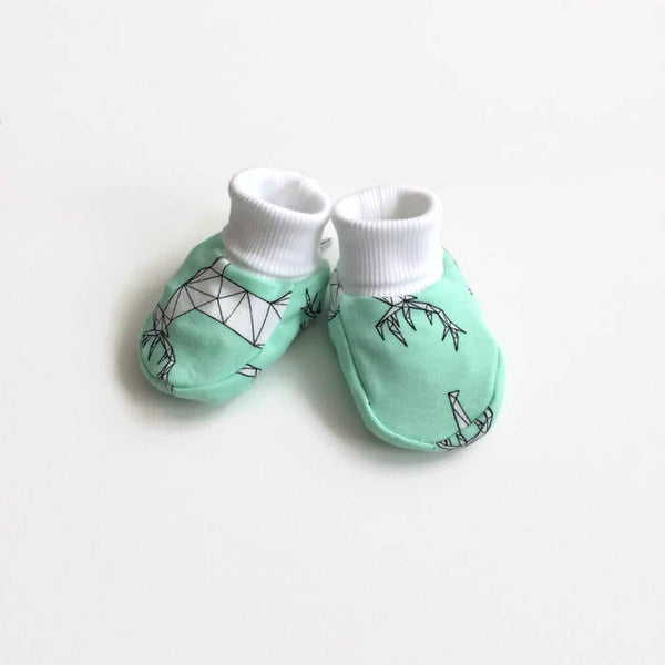 Mint groene baby slofjes met herten