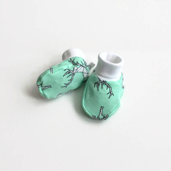 Mint groene baby slofjes met herten