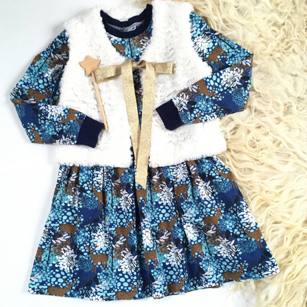 Blauw jurkje met herten