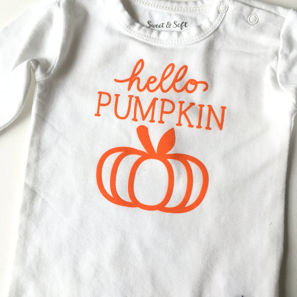 Hello pumpkin romper. Baby romper, Herfst rompertje, maat 62