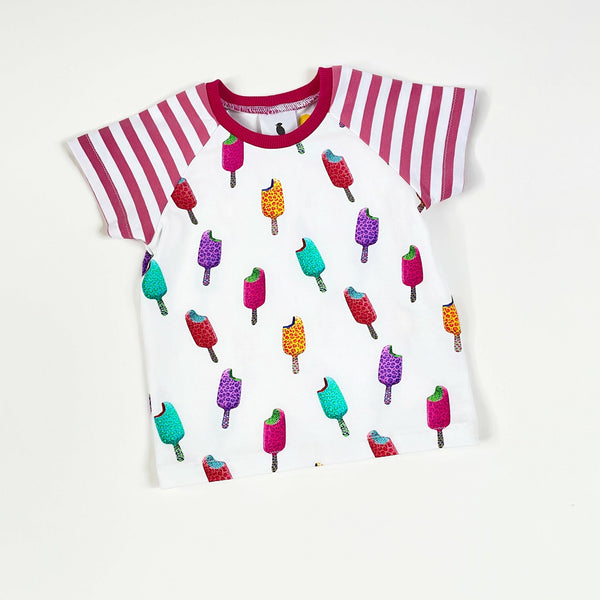 Raglan shirt met met ijsjes en strepen